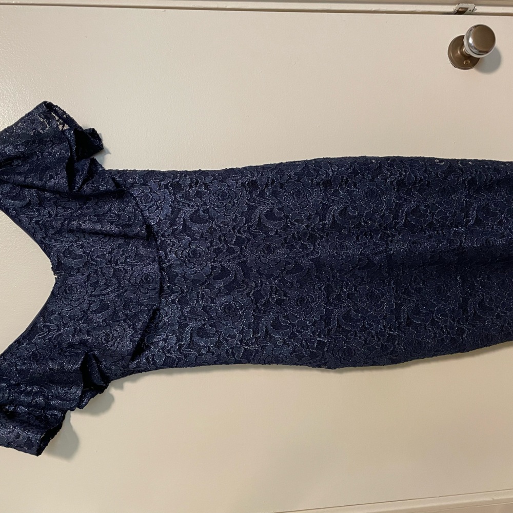 Dark Navy, Formal, Off The Shoulder Dress
